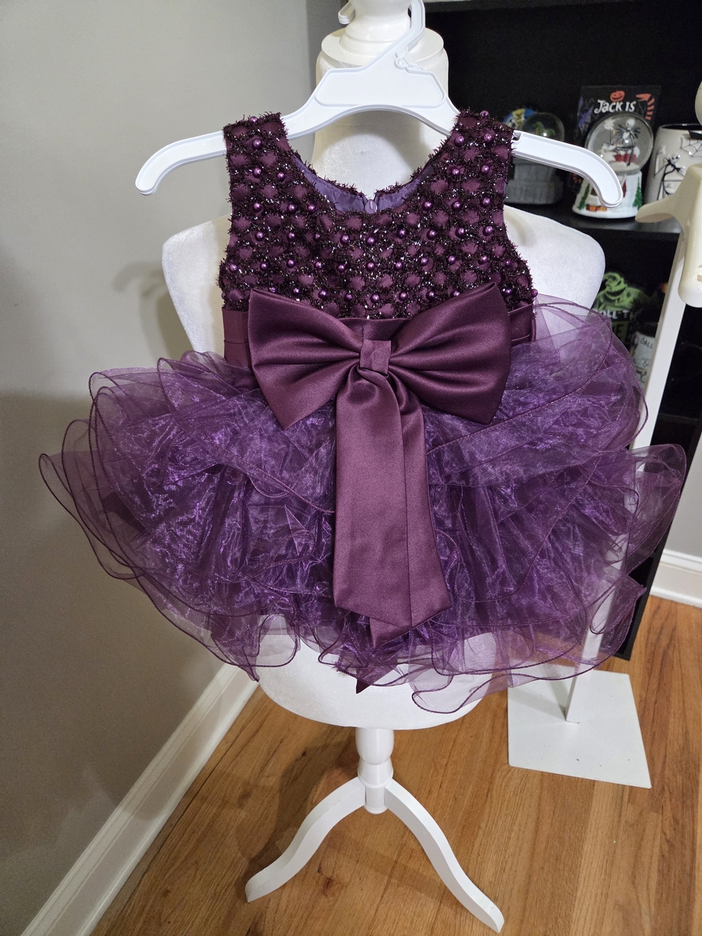 Purple Tulle Bow Party Dress for Kids